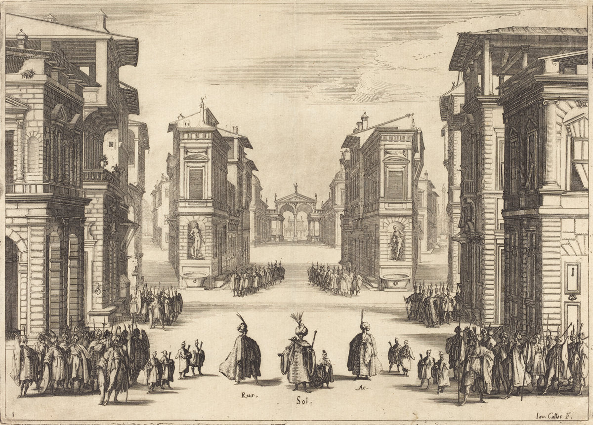 Solimano, Act I by Jacques Callot (French, 1592 - 1635), 16X12"(A3)Poster Print