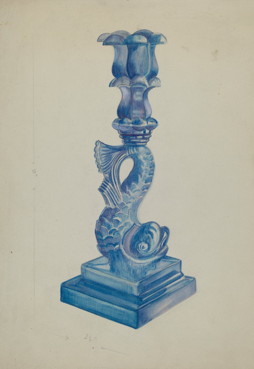Dolphin Candlestick by Ella Josephine Sterling (American, active c. 1935), 16X12"(A3)Poster Print