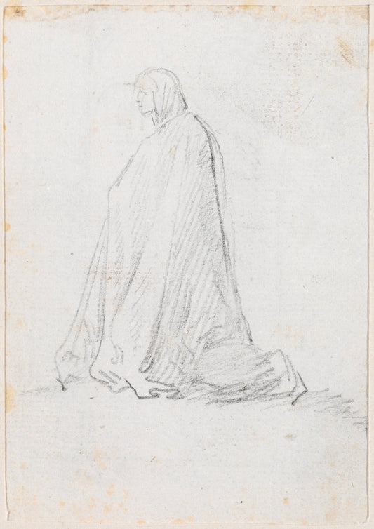 Kneeling Figure in a Hooded Robe [verso] by Hubert Robert (French, 1733 - 1808), 16X12"(A3)Poster Print