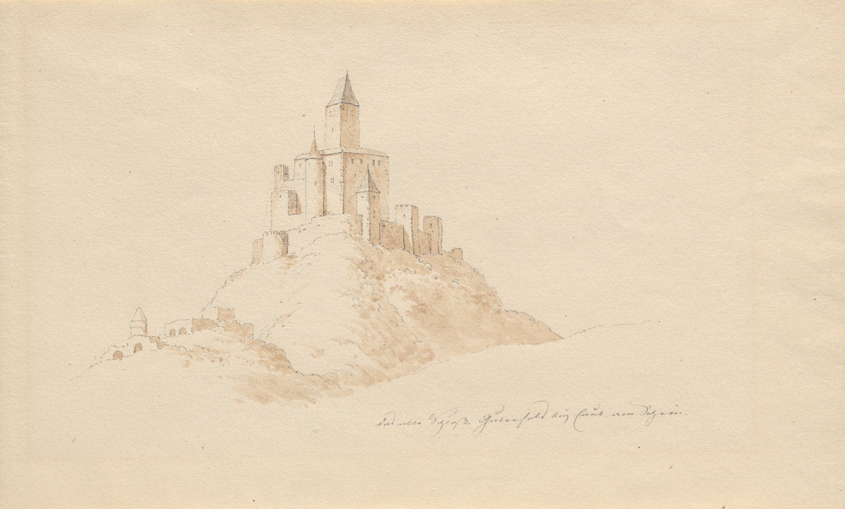 Das alte Schloss Gutenfeis bei Caub am Rhein by Karl Julius von Leypold (German, 1806 - 1874), 16X12"(A3)Poster Print
