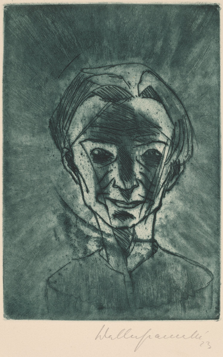 Smiling Head, Self-portrait (Lächelnder Kopf, Selbstporträt) by Walter Gramatté (German, 1897 - 1929), 16X12"(A3)Poster Print