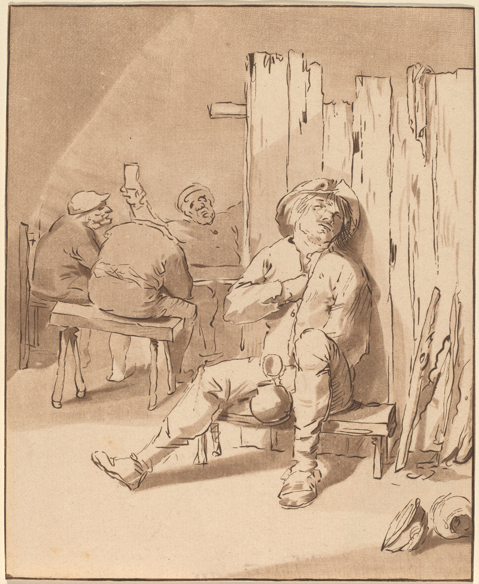 Drunken Peasant at an Inn by Cornelis Ploos van Amstel and Bernhard Schreuder after Adriaen Brouwer (Dutch, 1726 - 1798), 16X12"(A3)Poster Print