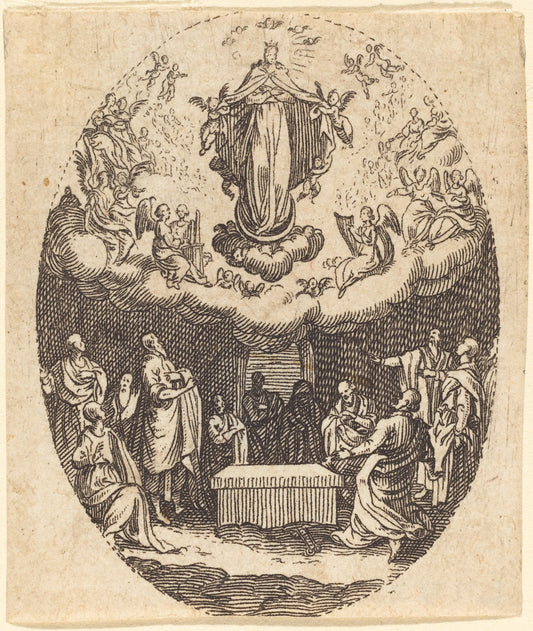 The Assumption with the Cherubin by Jacques Callot (French, 1592 - 1635), 16X12"(A3)Poster Print