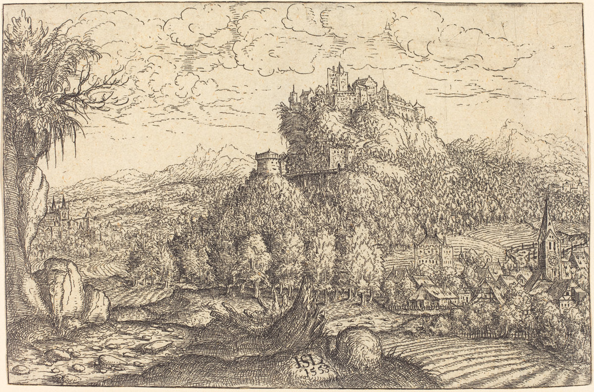 Landscape with a Castle in the Center by Hanns Lautensack (German, 1524 - 1561/1566), 16X12"(A3)Poster Print