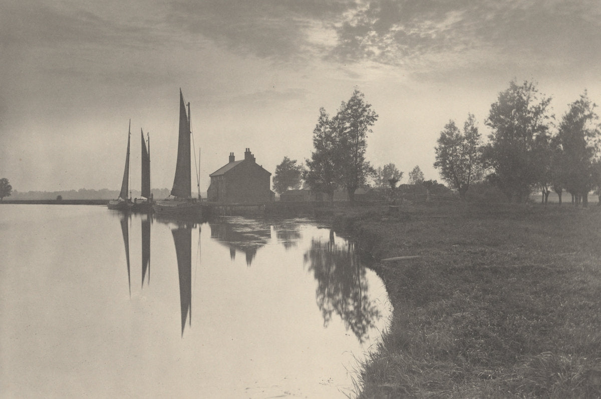 Cantley: Wherries Waiting for the Turn of the Tide by Peter Henry Emerson (British, born Cuba, 1856 - 1936), 16X12"(A3)Poster Print
