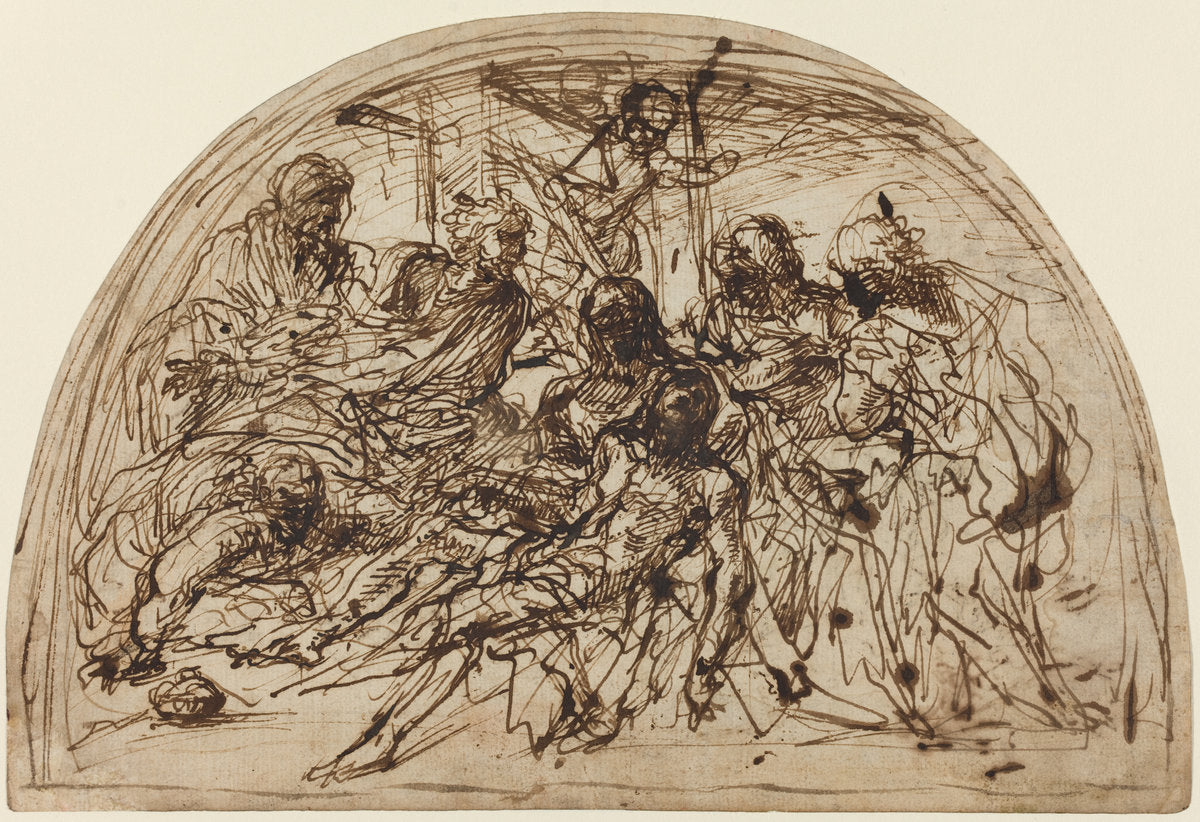 The Lamentation with Saints by Alvise dal Friso (Veronese, c. 1544 - 1609), 16X12"(A3)Poster Print