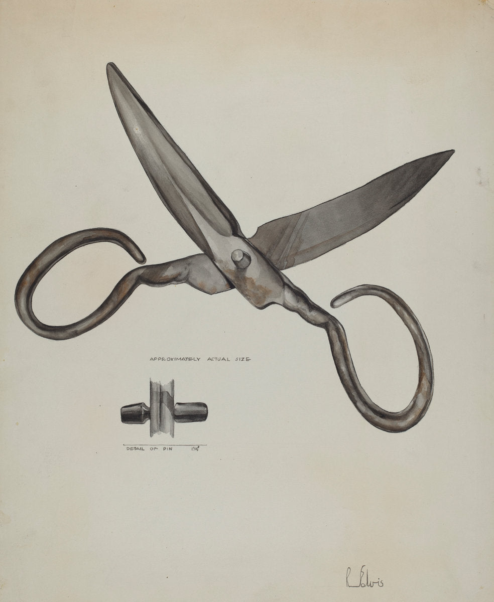 Scissors by Roberta Elvis (American, active c. 1935), 16X12"(A3)Poster Print
