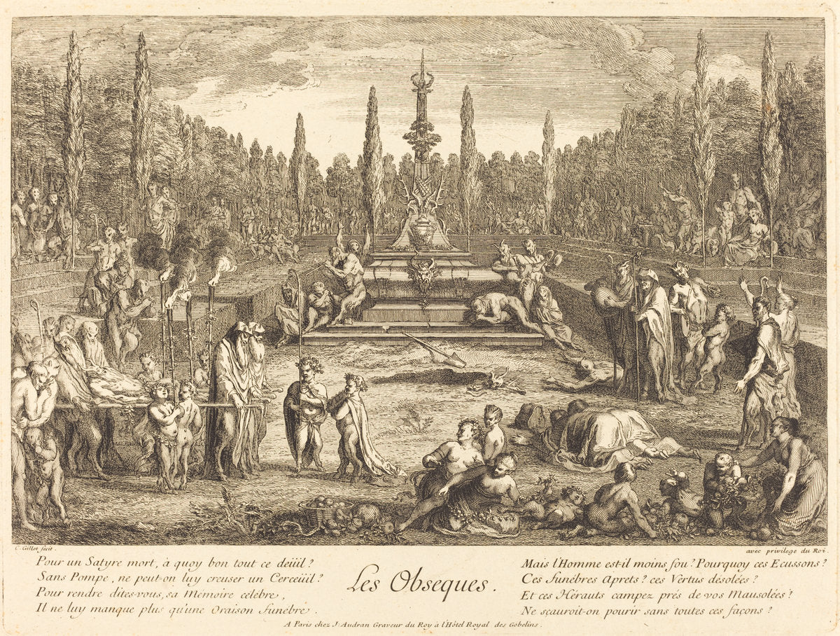 Les Obseques (The Funeral Rites) by Claude Gillot (French, 1673 - 1722), 16X12"(A3)Poster Print