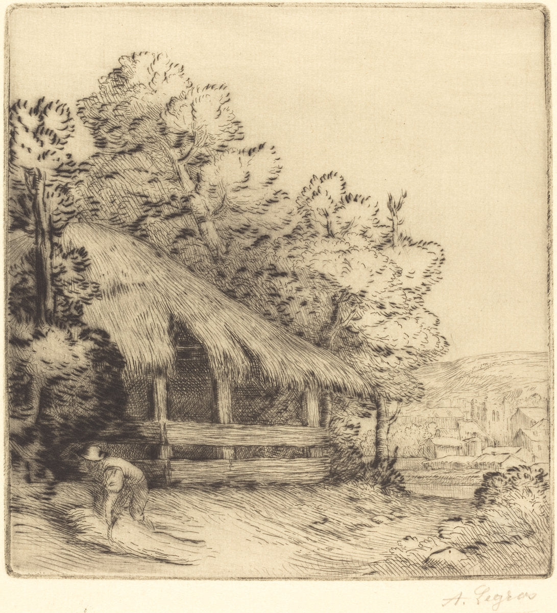Little Shelter (Le petit hangar) by Alphonse Legros (French, 1837 - 1911), 16X12"(A3)Poster Print