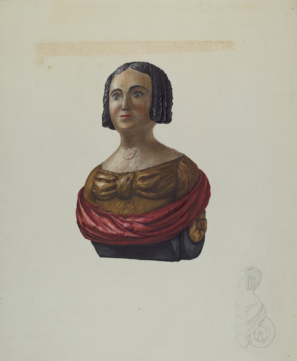 Small Figurehead by Flora Merchant (American, active c. 1935), 16X12"(A3)Poster Print
