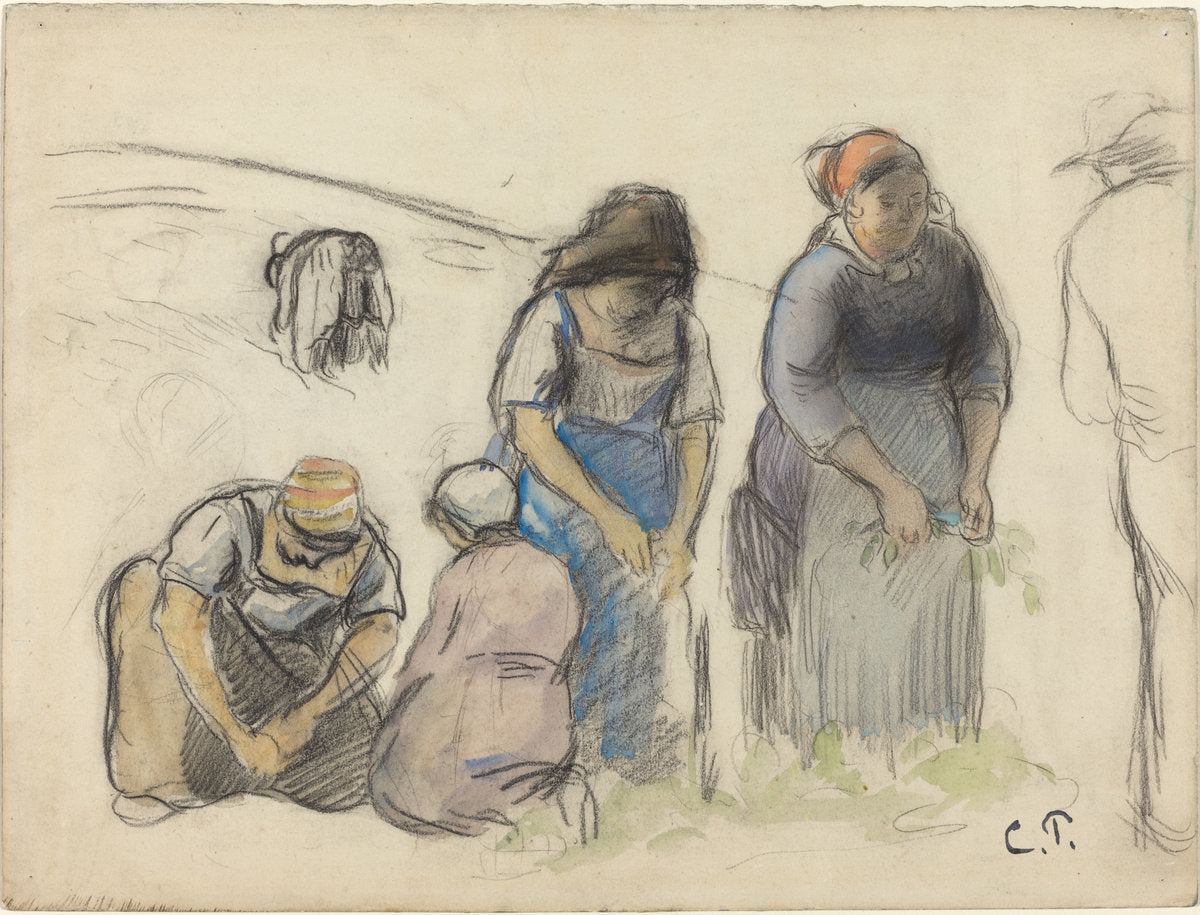 Pea Harvesters [recto] by Camille Pissarro (French, 1830 - 1903), 16X12"(A3)Poster Print
