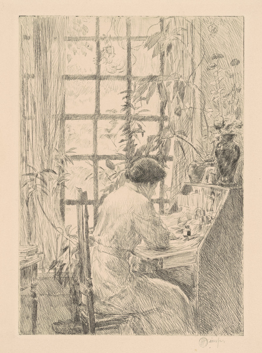The Writing Desk by Childe Hassam (American, 1859 - 1935), 16X12"(A3)Poster Print