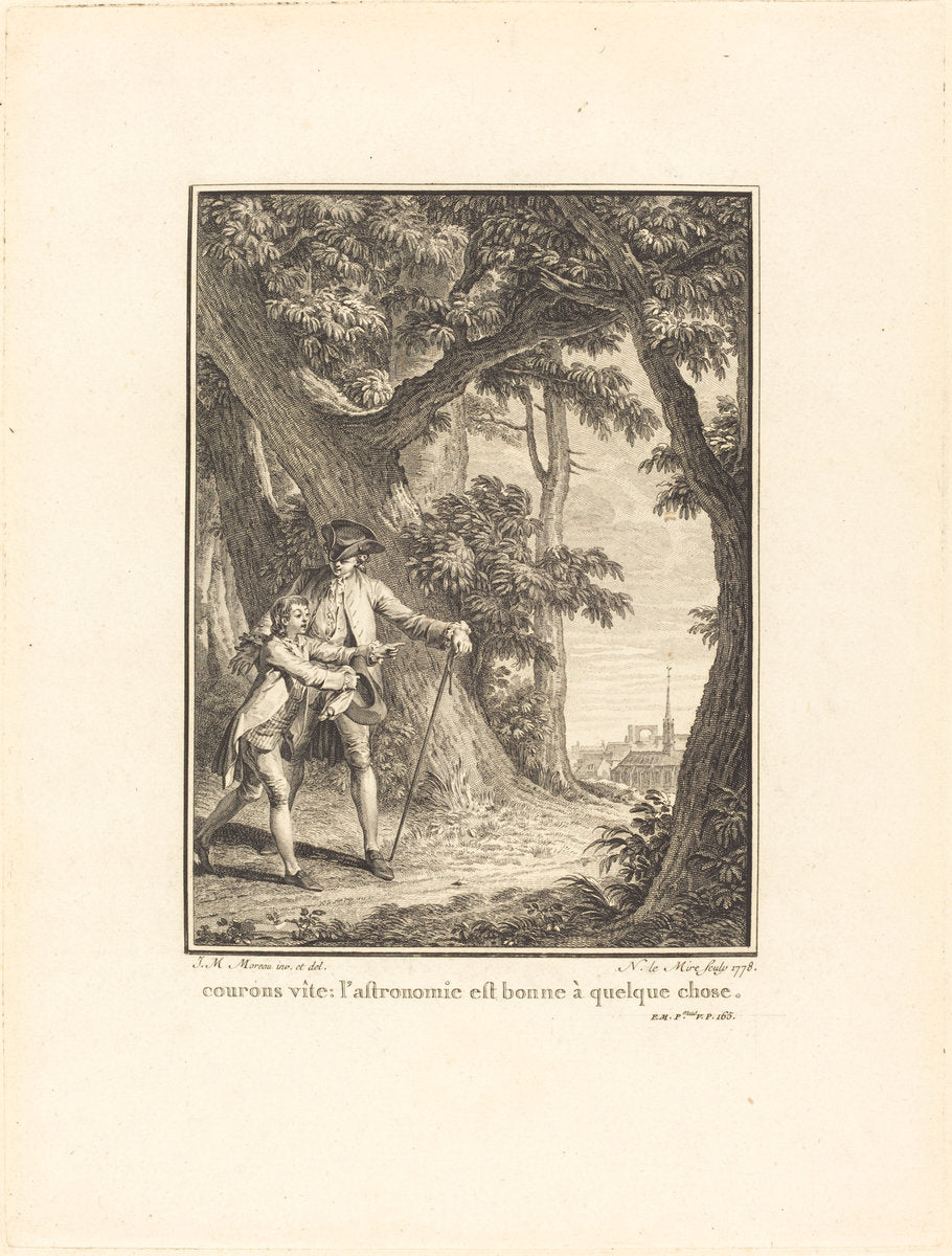 Courons vîte: l'astronomie est bonne à quelque chose by Noël Le Mire after Jean-Michel Moreau (French, 1724 - 1801), 16X12"(A3)Poster Print