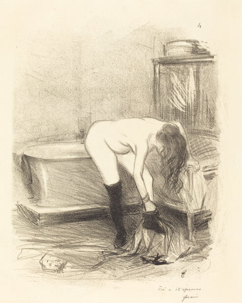 The Bath (vertical plate) by Jean-Louis Forain (French, 1852 - 1931), 16X12"(A3)Poster Print