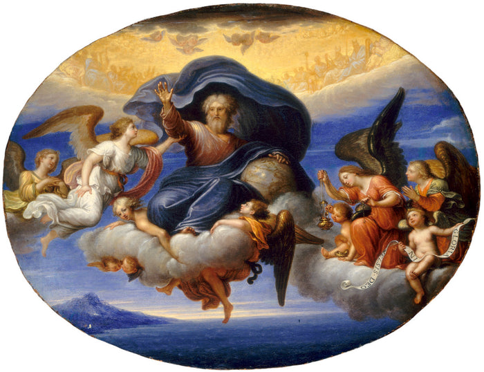 after 1664 by Circle of Pierre Mignard I (God the Father), 16X12