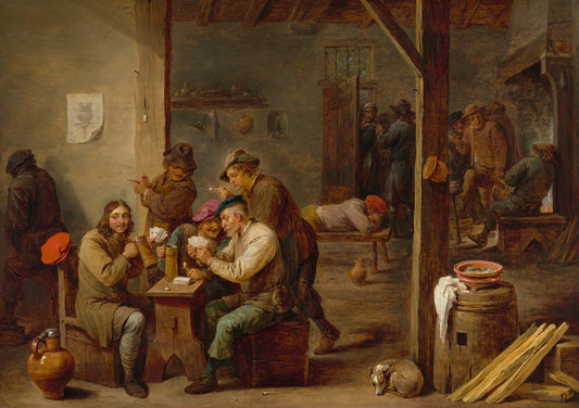 Tavern Scene by David Teniers the Younger (Flemish, 1610 - 1690), 16X12"(A3)Poster Print