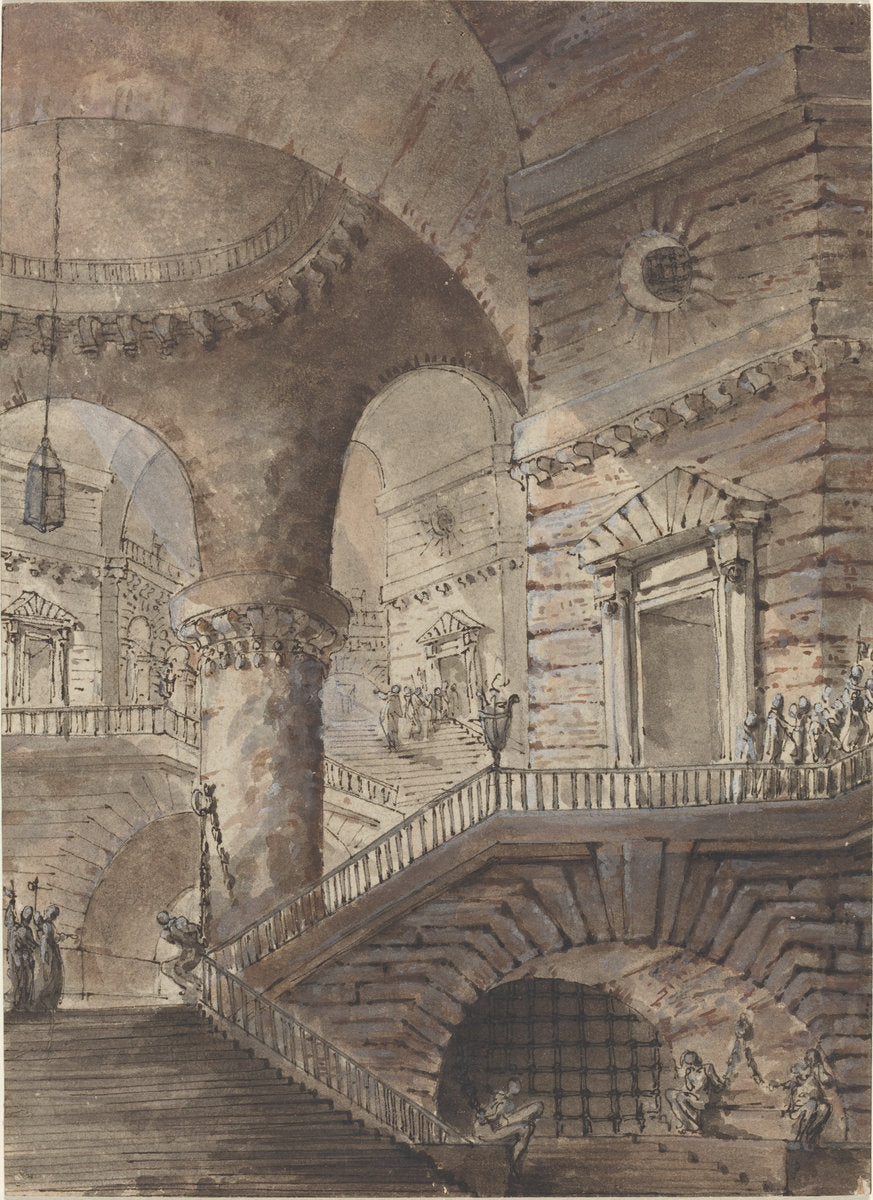 second half 18th century by French 18th Century Follower of Giovanni Battista Piranesi (Roman Prison), 16X12"(A3)Poster Print