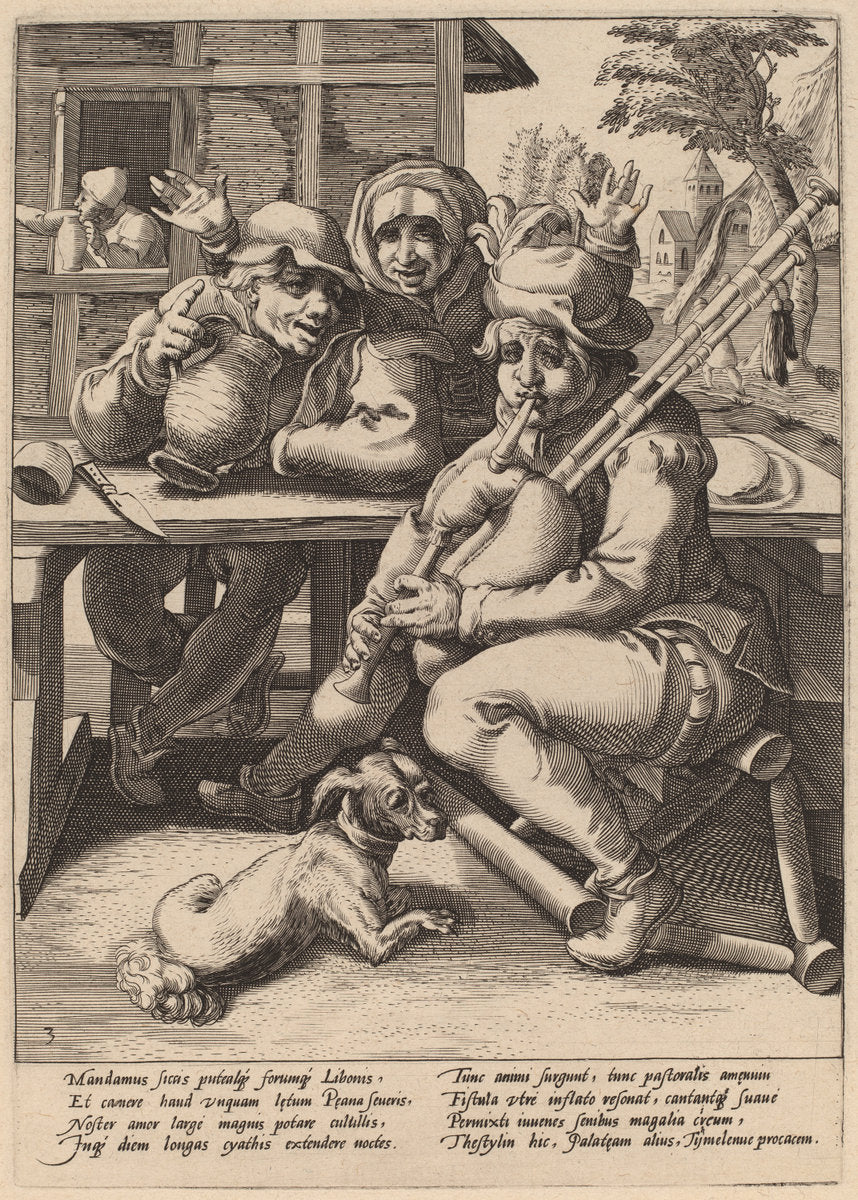 The Bagpipe Must Be Filled by Workshop of Hendrick Goltzius, after Karel van Mander I (Dutch, 1558 - 1617), 16X12"(A3)Poster Print