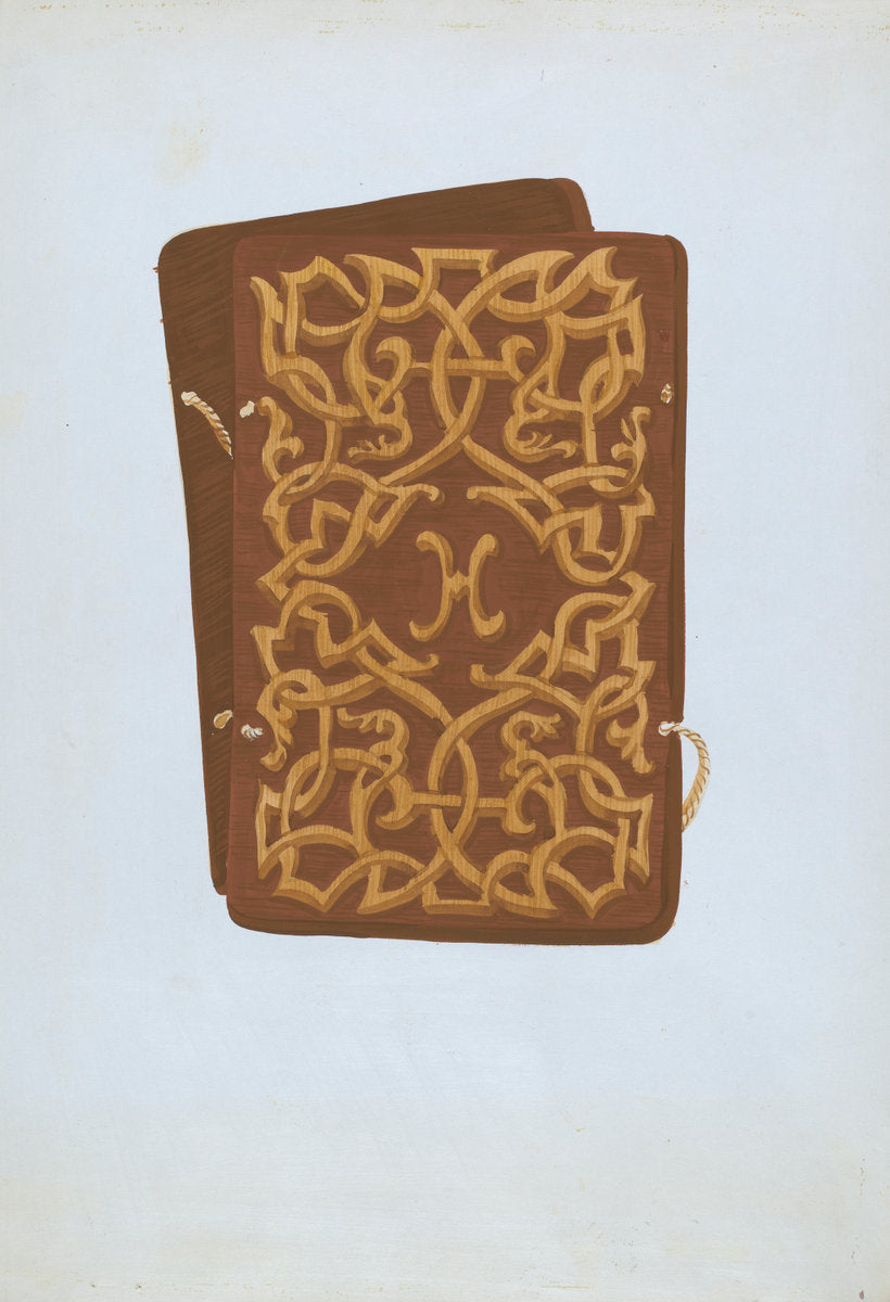 Carved Wood Book Cover by Natalie Simon (American, active c. 1935), 16X12"(A3)Poster Print