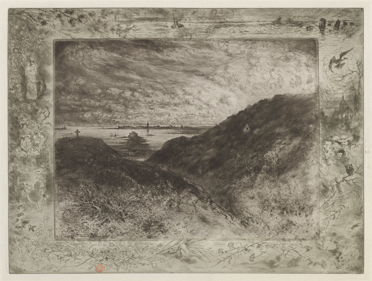 The Cliff: Saint-Malo Bay by Félix-Hilaire Buhot (French, 1847 - 1898), 16X12"(A3)Poster Print