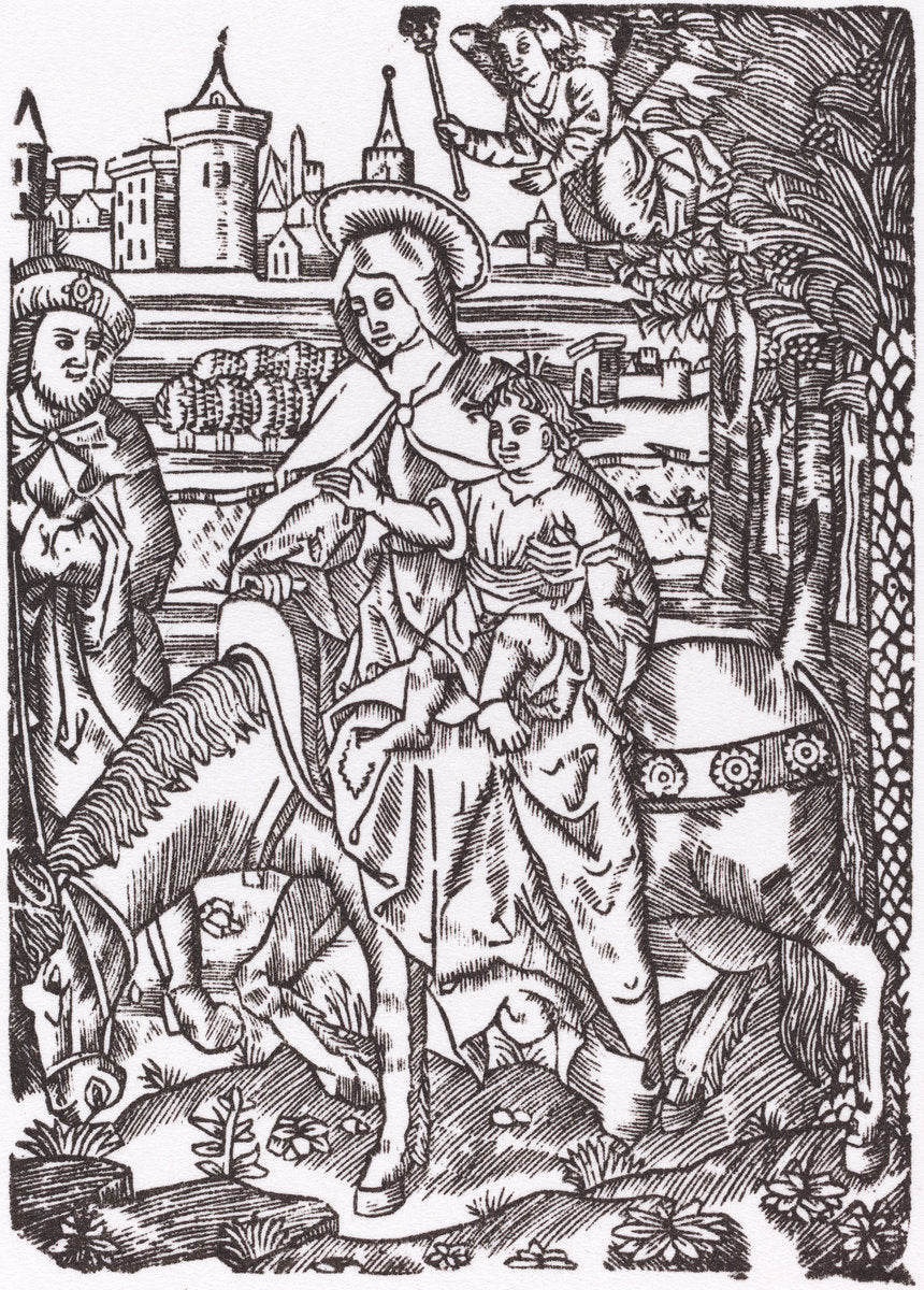 woodcut [restrike 1968] by Probably French 16th Century (The Flight to Egypt), 16X12"(A3)Poster Print