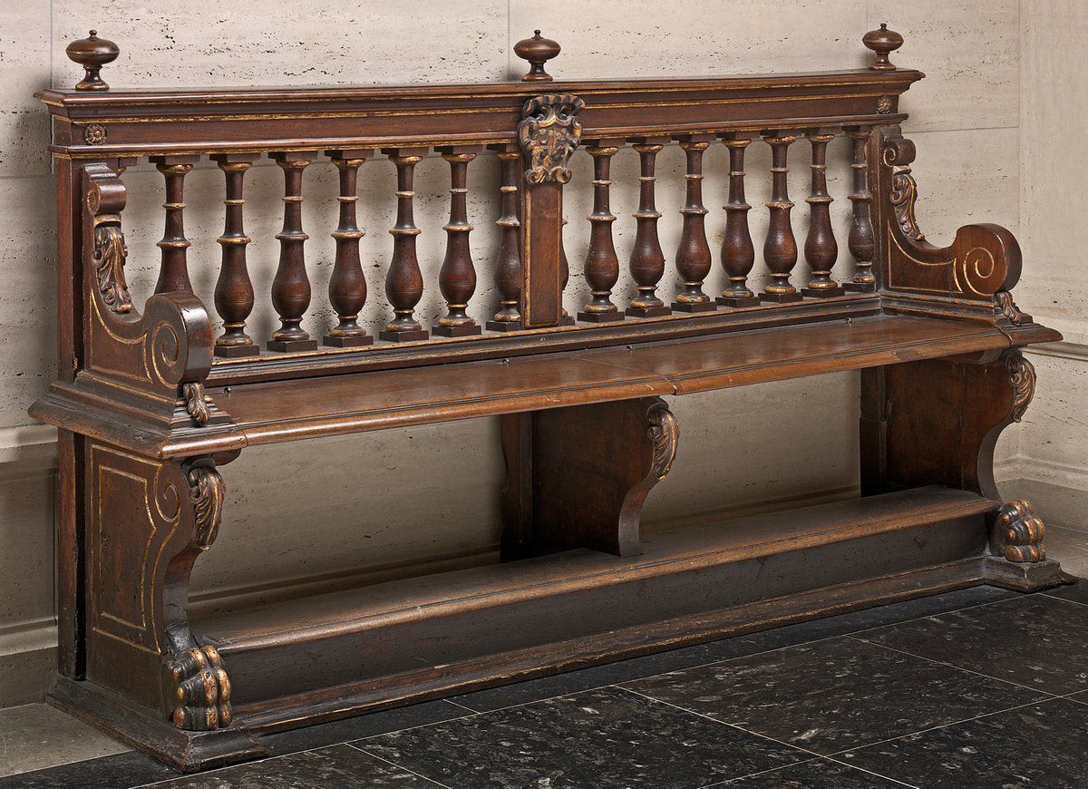 16th century by Sienese 16th Century (Walnut Bench with Balustraded Back), 16X12"(A3)Poster Print