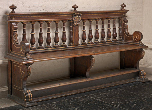 16th century by Sienese 16th Century (Walnut Bench with Balustraded Back), 16X12"(A3)Poster Print