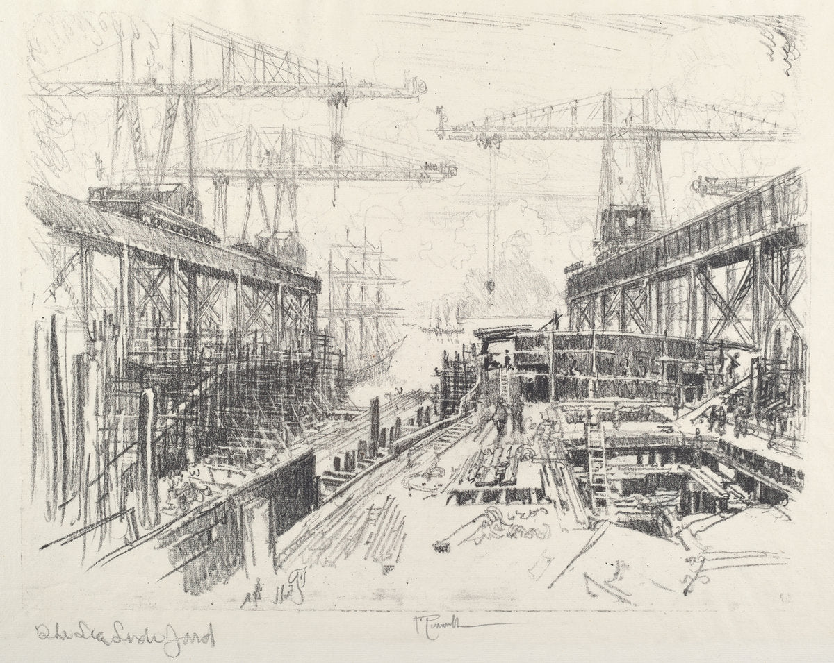 The Sea Lord's Yard by Joseph Pennell (American, 1857 - 1926), 16X12"(A3)Poster Print