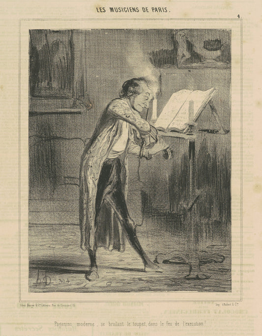 Paganini moderne ... by Honoré Daumier (French, 1808 - 1879), 16X12"(A3)Poster Print