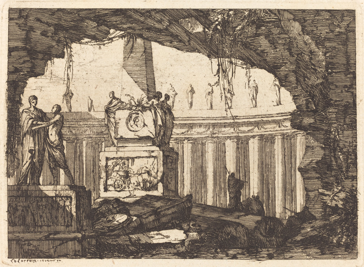 Architectural Fantasy with an Obelisk and Arcade by Louis-Joseph Le Lorrain (French, 1715 - 1759), 16X12"(A3)Poster Print