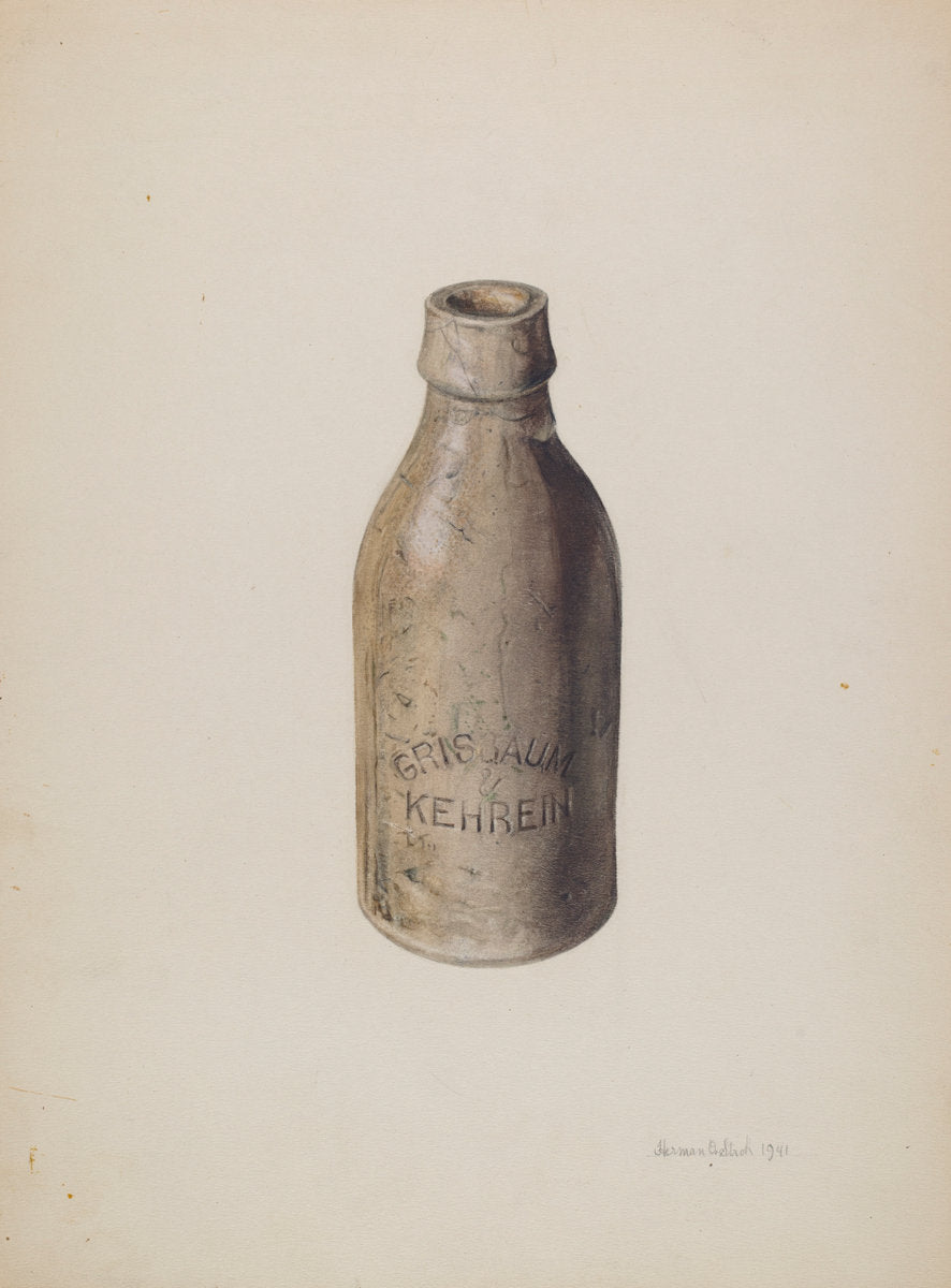 Stoneware Beer Bottle by Herman O. Stroh (American, active c. 1935), 16X12"(A3)Poster Print