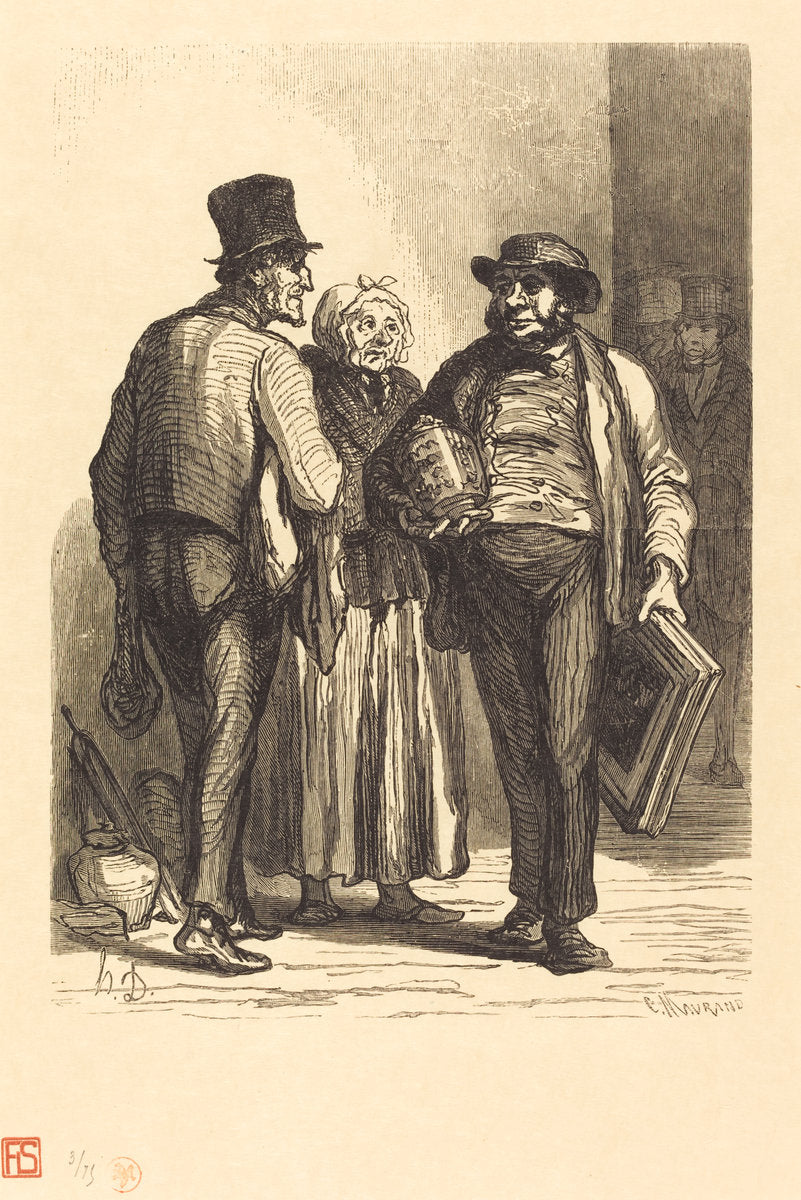 L'Hotel des Commissaires-priseurs: Les Marchands by Charles Maurand after Honoré Daumier (French, active 1863/1881), 16X12"(A3)Poster Print