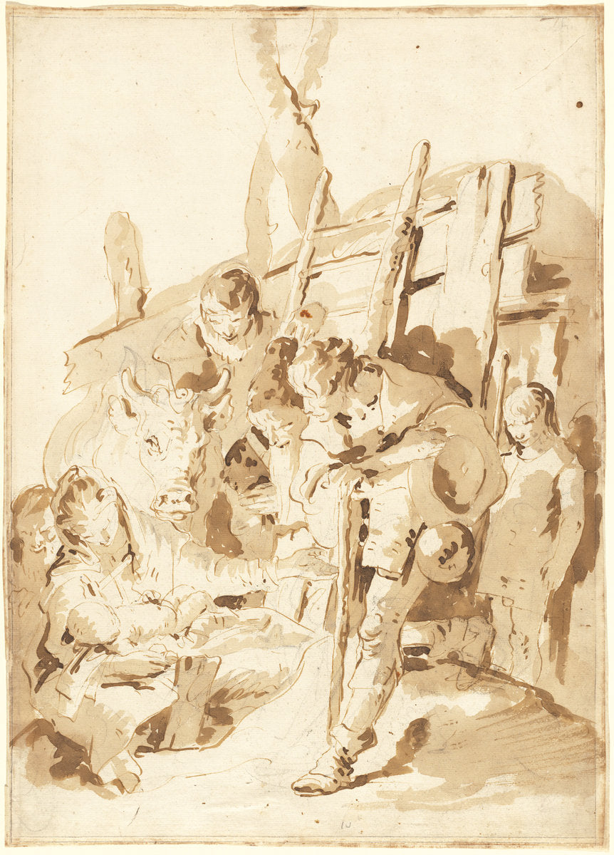 The Adoration of the Shepherds by Giovanni Battista Tiepolo (Venetian, 1696 - 1770), 16X12"(A3)Poster Print