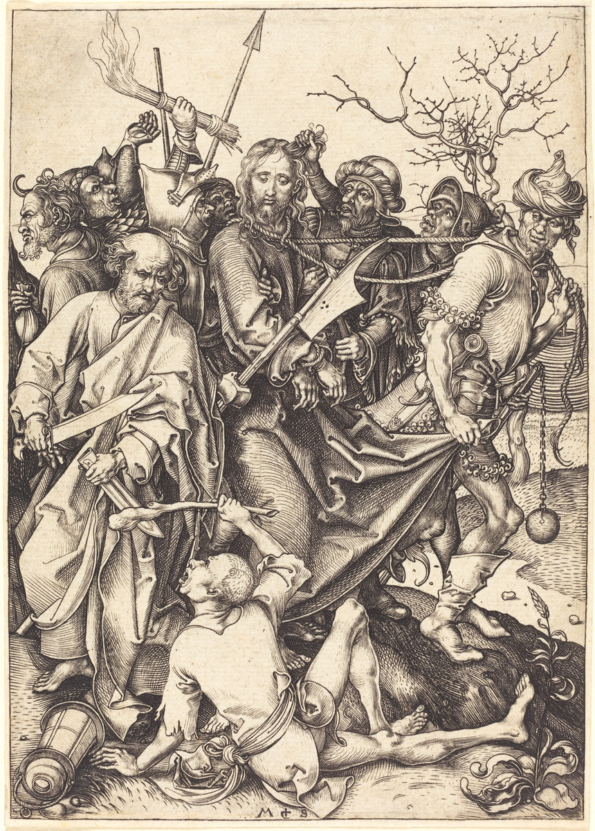 The Betrayal and Capture of Christ by Martin Schongauer (German, c. 1450 - 1491), 16X12"(A3)Poster Print
