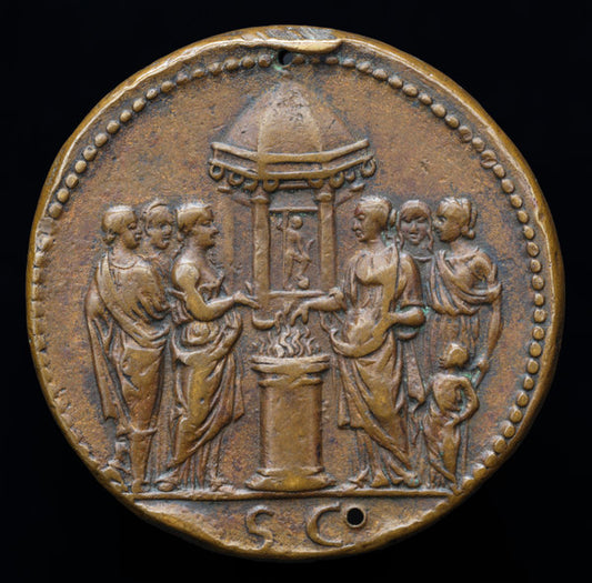 Empress and Five Women Sacrificing [reverse] by Giovanni da Cavino (Paduan, 1500 - 1570), 16X12"(A3)Poster Print