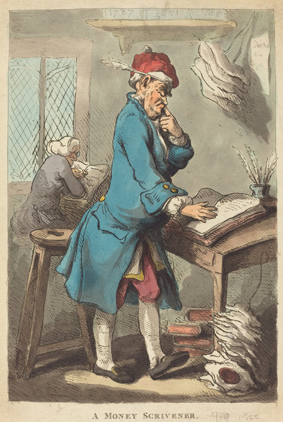 A Money Scrivener by Thomas Rowlandson (British, 1756 - 1827), 16X12"(A3)Poster Print