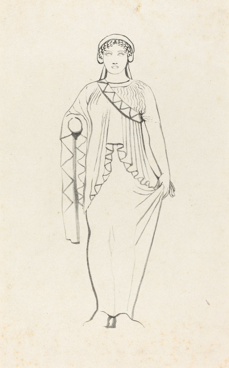 Statue on the Pediment over the West Front ofa Temple at Egina by W. Walton after John Flaxman (British (?), active 19th century), 16X12"(A3)Poster Print