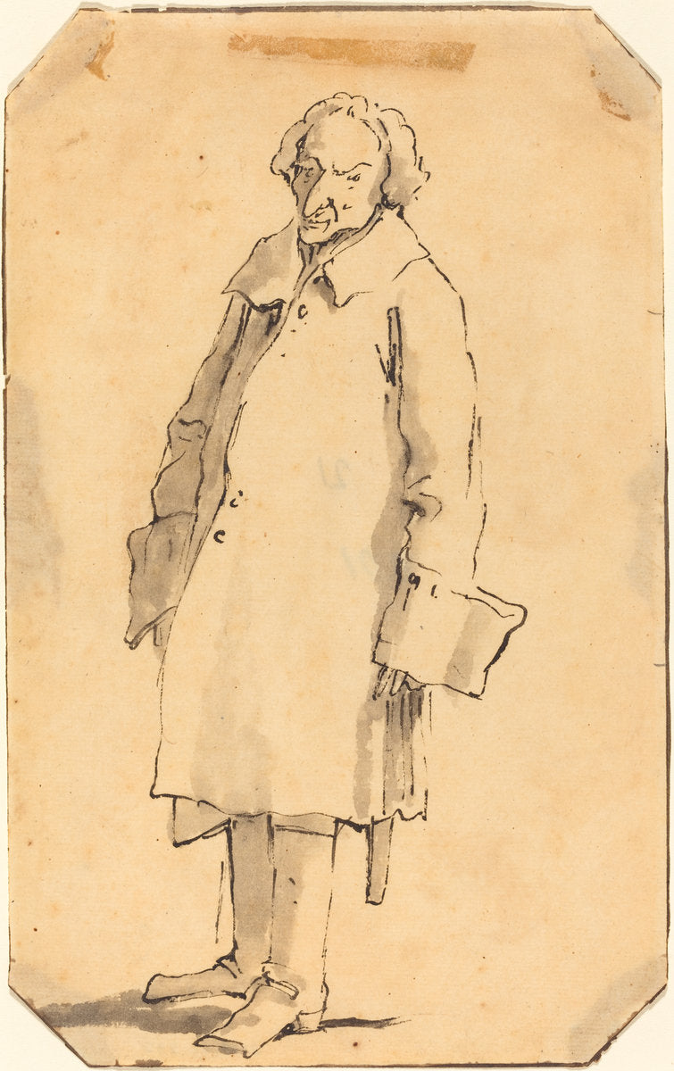 A Standing Man Wearing a Great Coat and Boots by Style of Giovanni Battista Tiepolo (Venetian, 1696 - 1770), 16X12"(A3)Poster Print