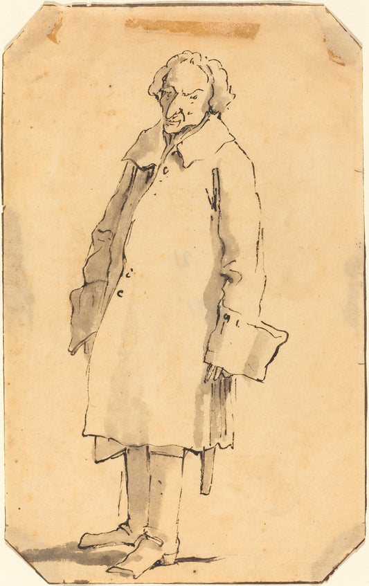 A Standing Man Wearing a Great Coat and Boots by Style of Giovanni Battista Tiepolo (Venetian, 1696 - 1770), 16X12"(A3)Poster Print