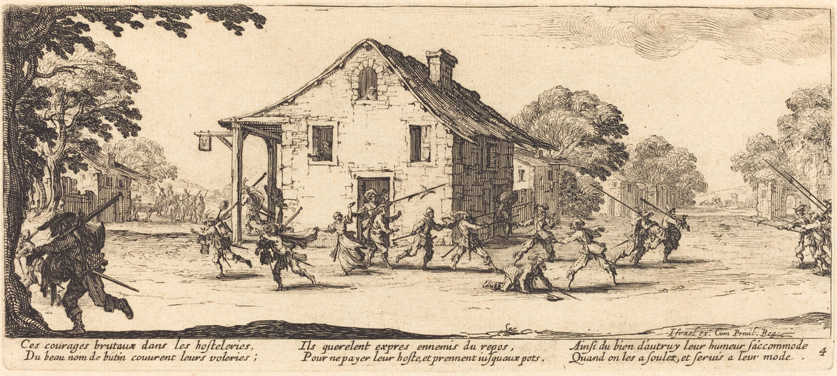 Scene of Pillage by Jacques Callot (French, 1592 - 1635), 16X12"(A3)Poster Print