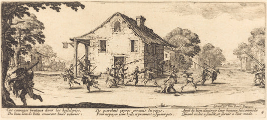 Scene of Pillage by Jacques Callot (French, 1592 - 1635), 16X12"(A3)Poster Print