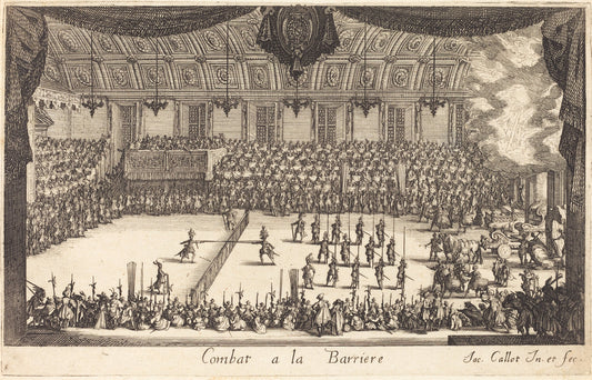 Combat at the Barrier by Jacques Callot (French, 1592 - 1635), 16X12"(A3)Poster Print