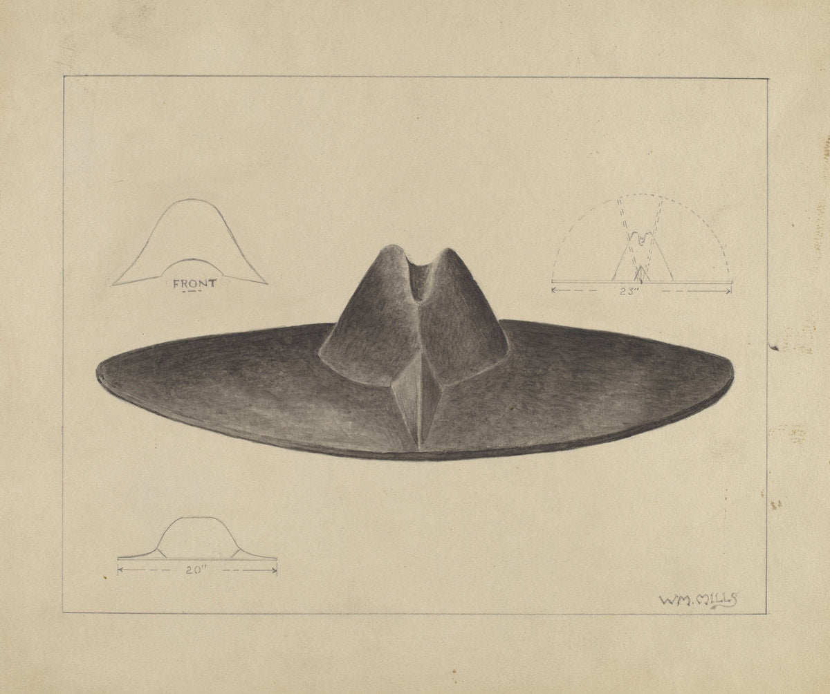 Man's Hat by William Mills (American, active c. 1935), 16X12"(A3)Poster Print