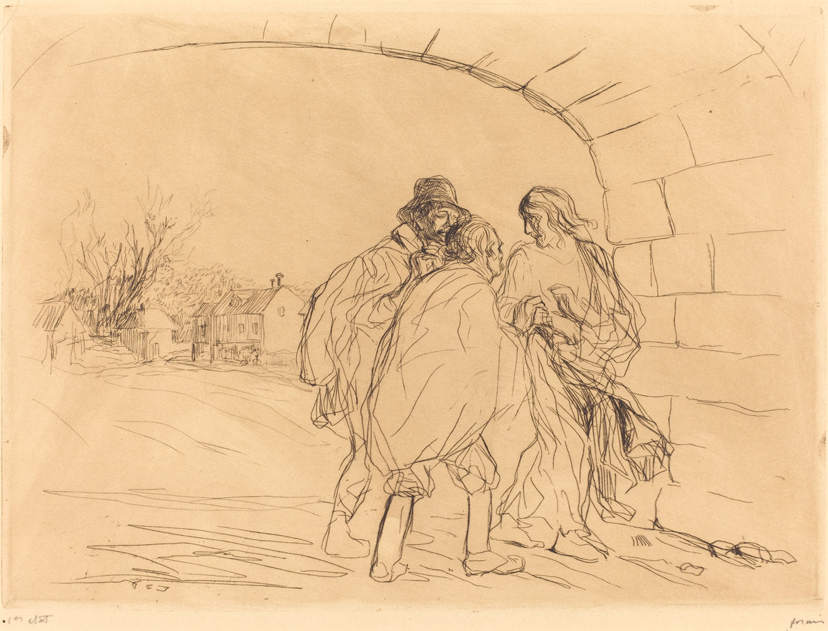 The Meeting under the Arch (first plate) by Jean-Louis Forain (French, 1852 - 1931), 16X12"(A3)Poster Print