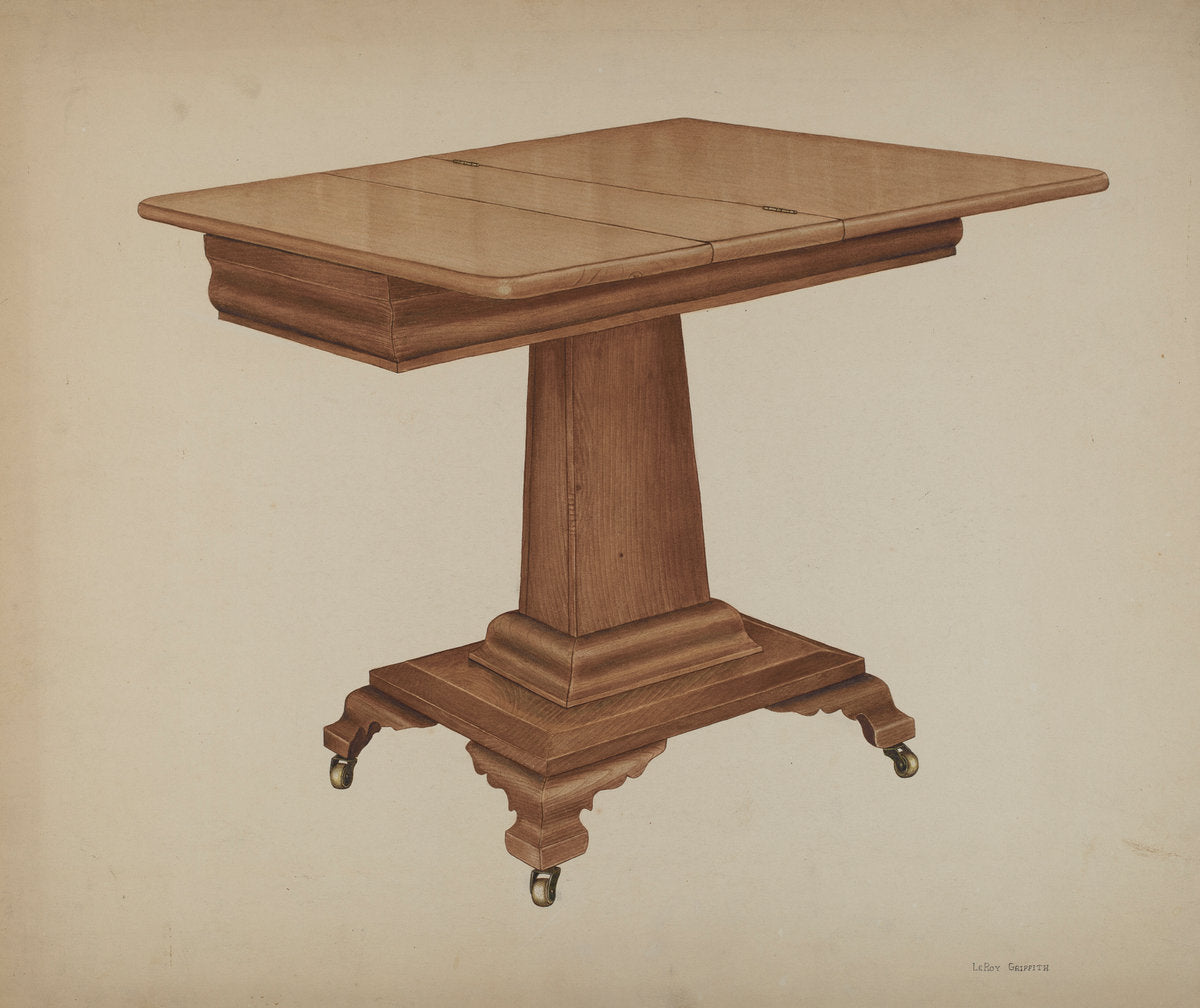 Table (pedestal) by LeRoy Griffith (American, active c. 1935), 16X12"(A3)Poster Print