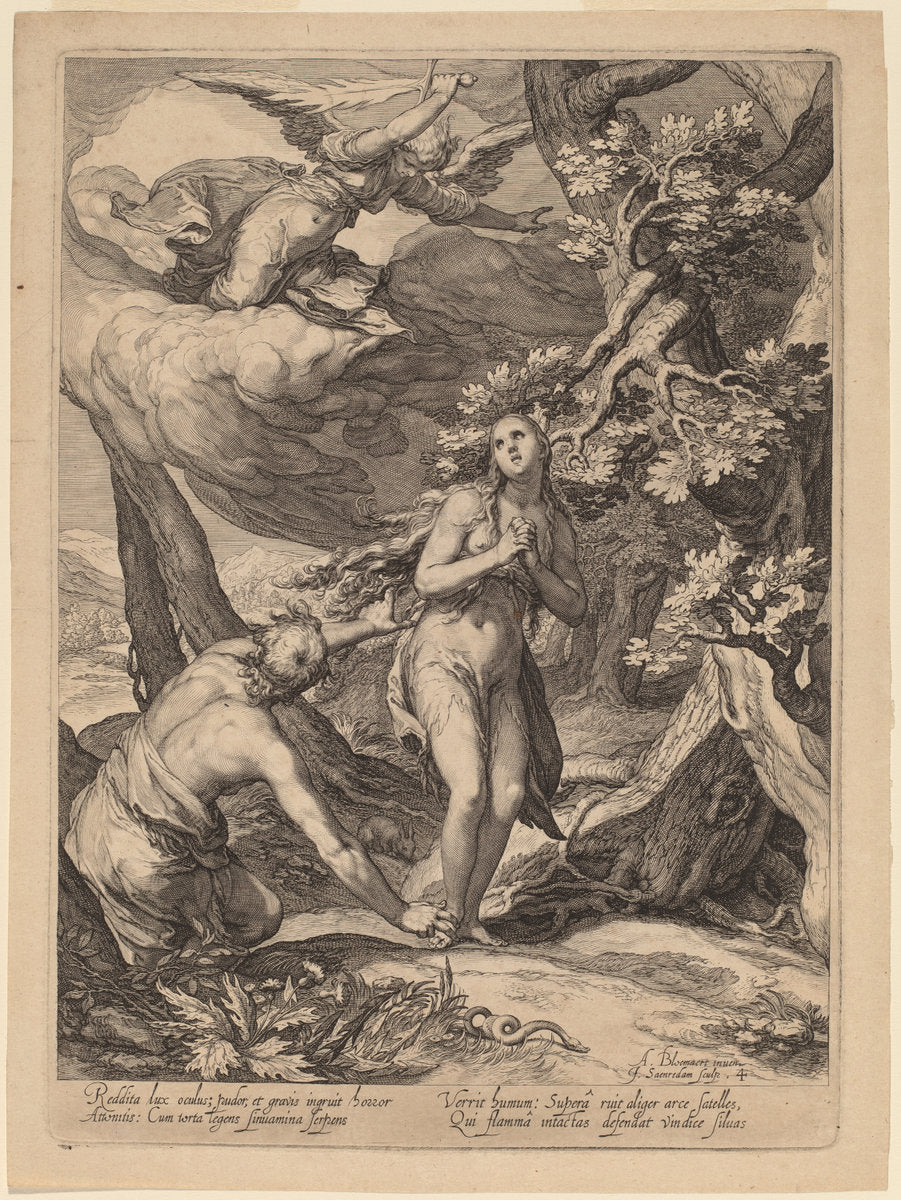 Expulsion from Eden by Jan Pietersz Saenredam after Abraham Bloemaert (Dutch, 1565 - 1607), 16X12"(A3)Poster Print