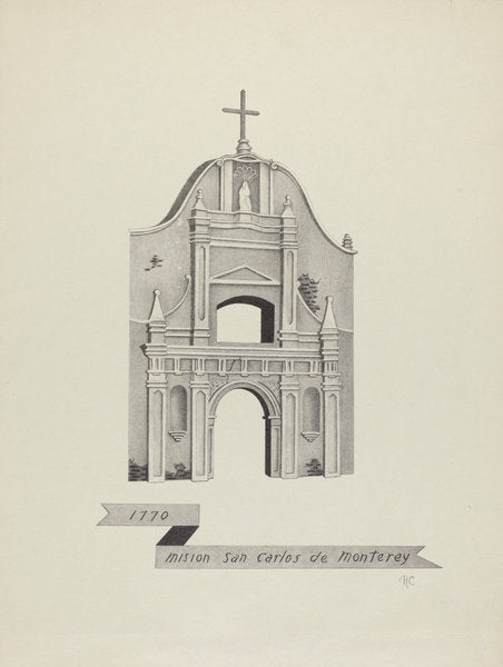 Mision San Carlos de Monterey by James Jones (American, active 1932 - 1942), 16X12"(A3)Poster Print