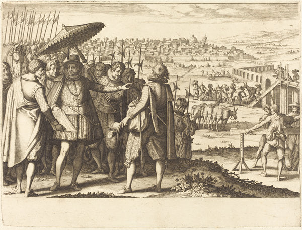 Restoration of the Aquaduct at Pisa by Jacques Callot (French, 1592 - 1635), 16X12"(A3)Poster Print