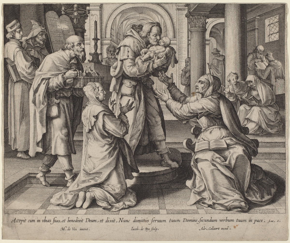 Presentation in the Temple by Jacques de Bie after Maarten de Vos (Flemish, c.1581 - 1640), 16X12"(A3)Poster Print