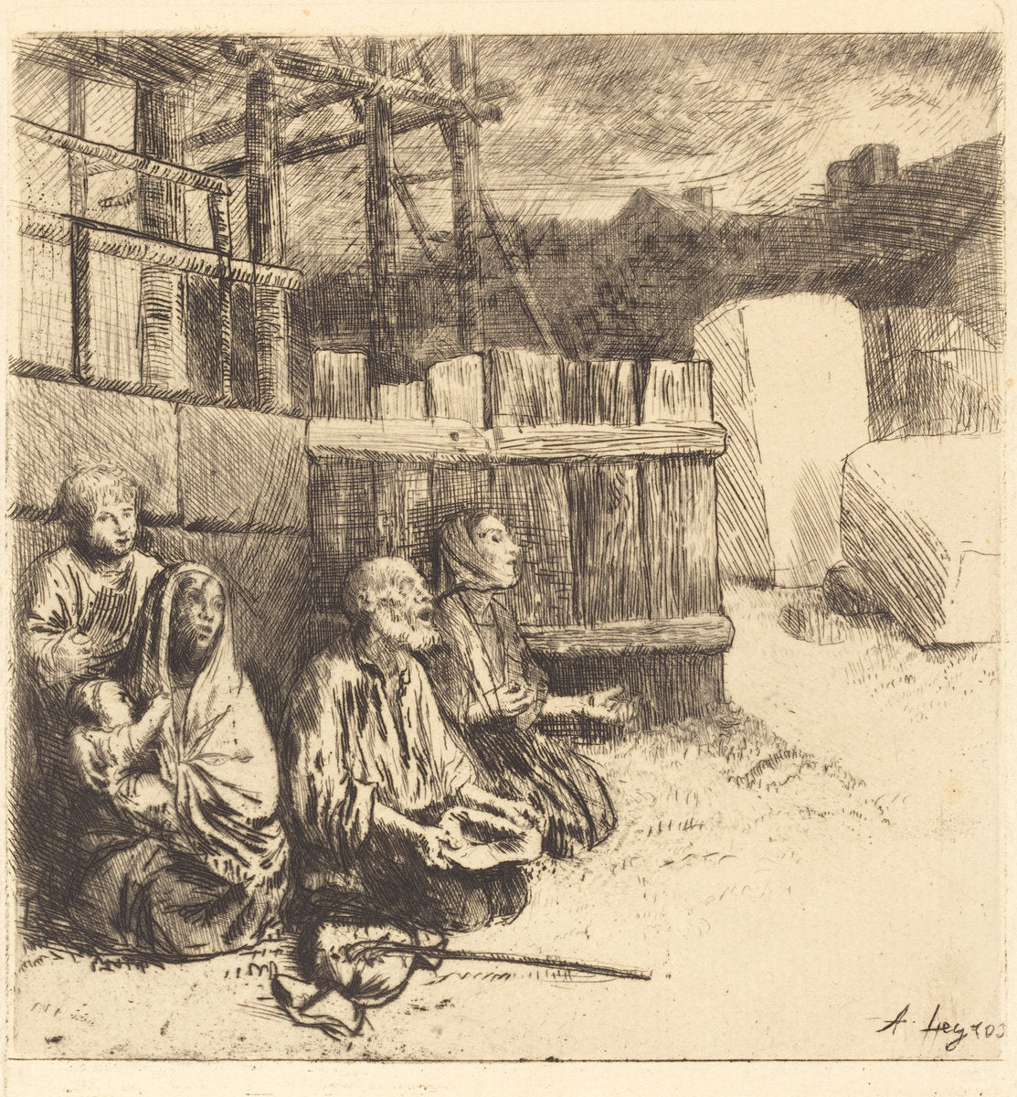 English Beggars (Les mendiants anglais) by Alphonse Legros (French, 1837 - 1911), 16X12"(A3)Poster Print